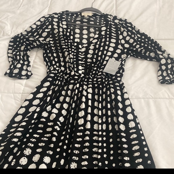 Dress M elloDay Dot Print V-Neck 3/4 Sleeve - Picture 4 of 6